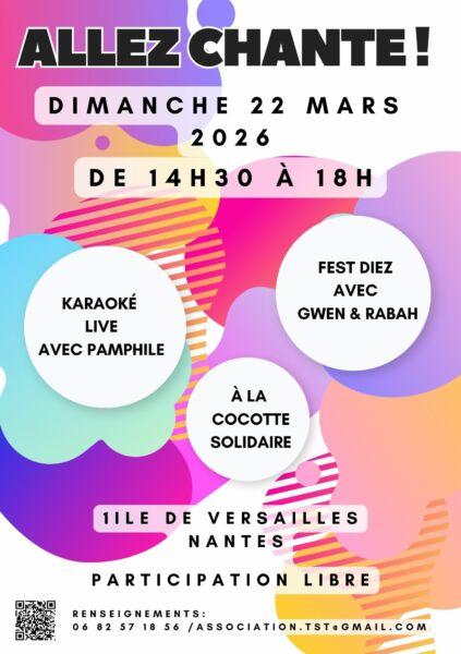 Affiche fête allez chante ! avec karaoké et danse bretonne