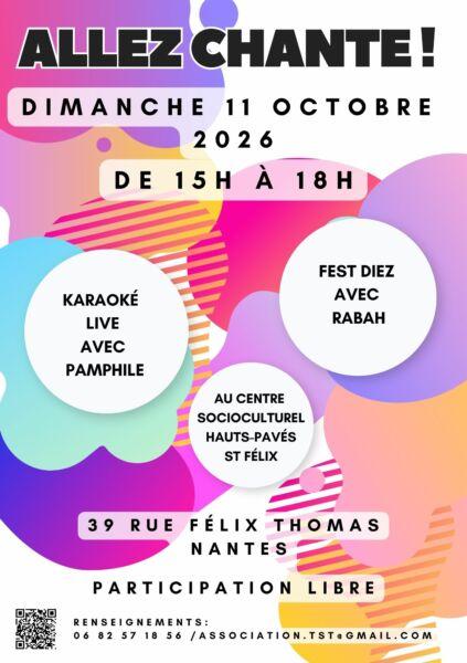 Affiche fête allez chante ! avec karaoké et danse bretonne