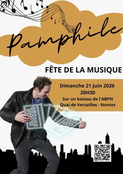 Affiche fête de la musique Pamphile sur un bateau de l'ABPN