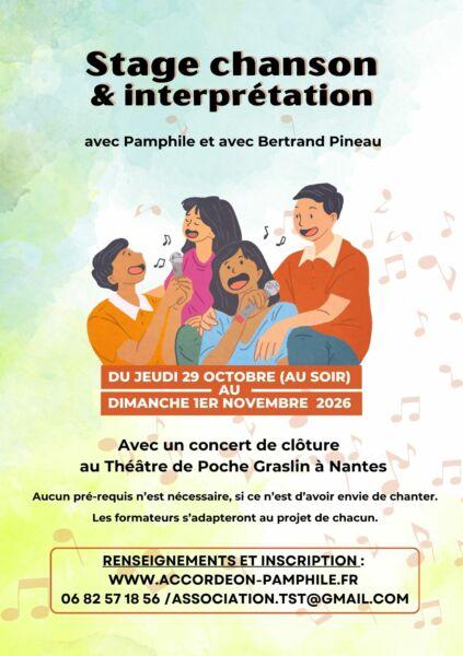Affiche stage chanson et interprétation du 29/10/26 au 01/11/26