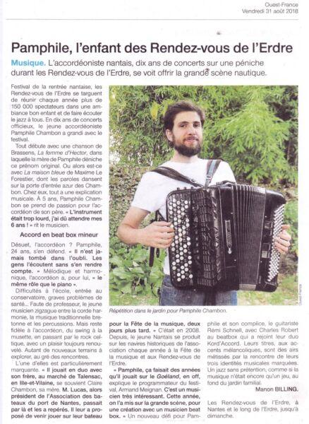 Article Ouest France 31/08/2018