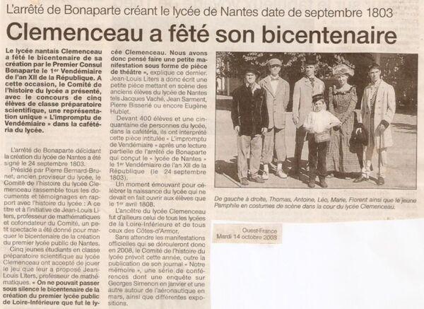 Article Ouest France 14/10/2003